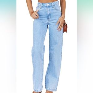 High waisted boyfriend baggy straight leg jeans